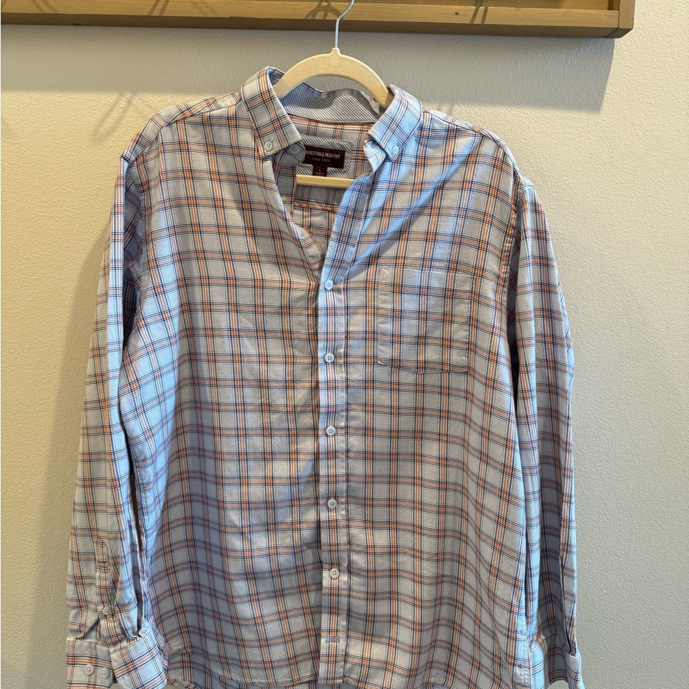 Johnston & Murphy Men's Plaid Shirt - Blue and Orange